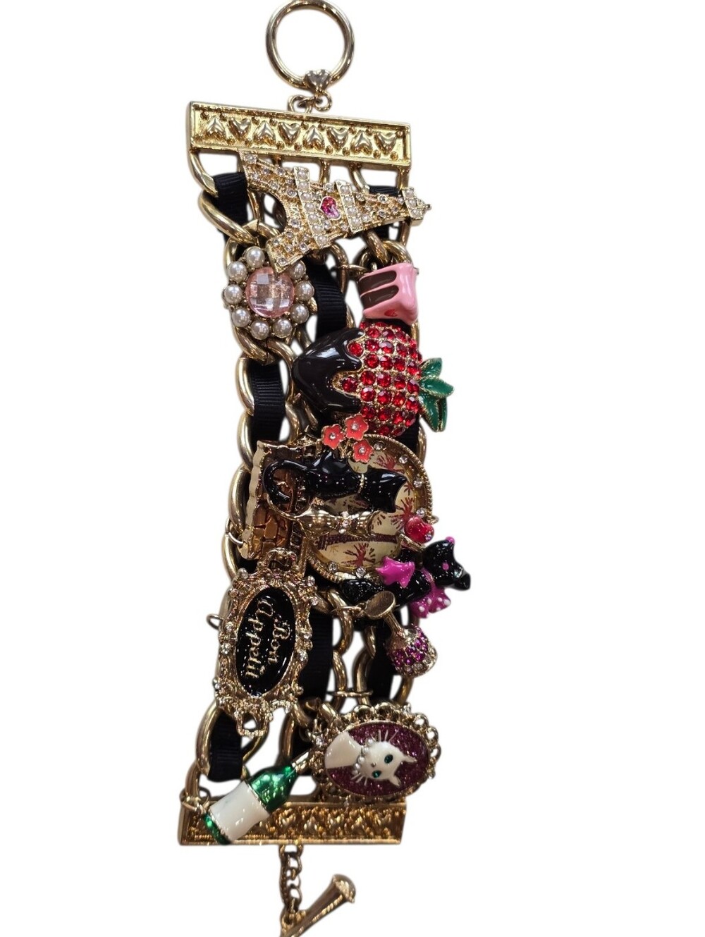 Betsey Johnson Paris Is Always A Good Idea Cat Lovers Gold Charm Bracelet - Picture 5 of 16